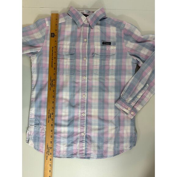 Columbia Women's PFG Super Bonehead Button Down Shirt Pink Blue Plaid Size XS - Picture 10 of 12